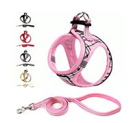 Suredoo Harnais Chien et Laisse - Respirant - Réfléchissant - Step-in Harnais pour Chiens, Gilet Rembourré Confort Mesh Doux pour Petite Chiens Chats pour Marcher, Courir (Rose, M)