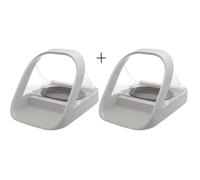 SUREFEED Lot de 2 Distributeurs de nourriture à puce électronique - Blanc (Livré avec un bol simple, un bol double, un tapis et un m