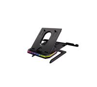 SureFire Portus X1 Support Laptop 10-17.3" Noir Métal/Plastique, 9 Angles, 2 Hauteurs, USB 3.2 Gen 1, Éclairage RGB, Charge max 10kg