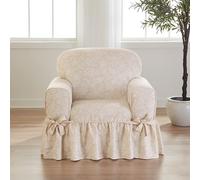 Surefit Essential Housse de Chaise à Volants en sergé avec Motif Monobloc en Coton imprimé et Jupe à Volants, Lavable en Machine, Motif Floral Neutre