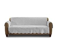 Surefit Heirloom Housse de canapé matelassée en Coton avec Bord festonné, Convient aux Animaux domestiques, Lavable en Machine, Gris