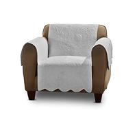 Surefit Heirloom Housse de Fauteuil matelassée en Coton avec Bord festonné, Convient aux Animaux domestiques, Lavable en Machine, Gris