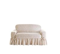 Surefit Housse de Causeuse Essentielle en sergé à Volants, Housse de Causeuse avec Motif Une pièce en Coton imprimé, Jupe à Volants, Lavable en Machine, Motif Floral Neutre