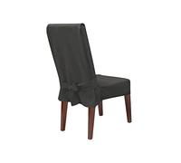 Surefit Housse de Chaise de Salle à Manger à Motif de Panier de Style Rustique avec Attaches - Coupe tissée décontractée - 100% Coton - Lavable en Machine - Anthracite