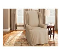 Surefit Housse de Chaise en Coton avec Dossier à ailettes, Coupe décontractée, 100% Coton, Lavable en Machine, Marron Clair