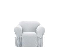 Surefit Housse de Coussin 1 pièce en Tissu de Style Rustique avec Attaches et Housse de Fauteuil, Coupe décontractée, 100% Coton, Lavable en Machine, Gris