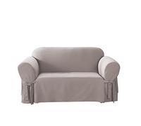 Surefit - Housse de Coussin en Coton pour Causeuse, Une pièce, Housse de Meubles, Coupe tissée décontractée, 100% Coton, Lavable en Machine, Gris