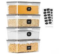 Surejoy 3,5 L Boite de Rangement Cuisine Lot de 4, Boite Hermetique Alimentaire en Plastique avec Couvercle pour Spaghettis, Cereales, Farine, Organisation de Cuisine, Sans BPA