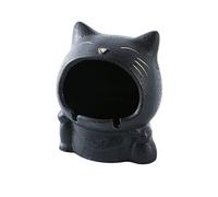 SUREK élégant Chat créatif en céramique Grand cendrier Anti-Volant cendrier Mignon Cigare pour intérieur extérieur 11 x 13 cm/ 4,3 x 5,1 en Noir Facile à Utiliser