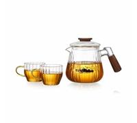 SUREK Théière en Verre de Grande capacité avec Manche en Bois, théière Domestique, Filtre, Bouilloire à thé, Service à thé 710ml/25.0oz