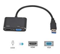 SURENHAP Câble adaptateur 2 en 1 USB vers HDMI + VGA 1080p pour xp Windows 7/8/10