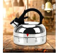 SURENHAP Minuterie mécanique forme bouilloire 1-60 min - Minuteur de cuisine (plastique ABS, blanc)