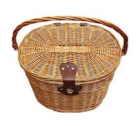 Surenhap Panier de vélo en rotin rustique avec couvercle