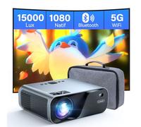SUREWHEEL Vidéoprojecteur Portable15000 Lumens, 450 ANSI 1080P Rétroprojecteur, Vidéo Projecteur 5G WiFi, 43” -220” Home Cinéma pour Smartphone,PC, Tablette, HDMI VGA USB AV