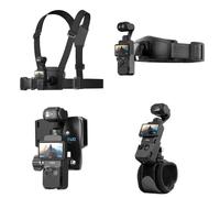 SUREWO Kit d'accessoires 4 en 1 pour DJI Osmo Pocket 4/3, harnais de poitrine à dégagement rapide, sangle de poignet rotative à 360°, fixation rapide avec adaptateur d'extension