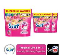 Surf 3 in 1 Laundry Washing Detergent Capsules Tropical Lily, 117 Washes