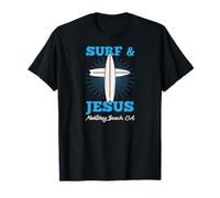 Surf and Jesus Monterey Beach California Christian Surfer T-Shirt