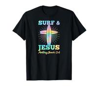 Surf and Jesus Monterey Beach California Christian Surfer T-Shirt