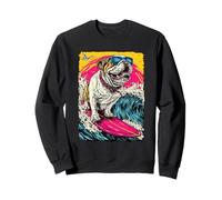 Surf Bouledogue Britannique équitation Wave Dog Surfer Coucher de Soleil Plage Sweatshirt
