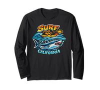 Surf California Surfer et Grand Requin Blanc Manche Longue