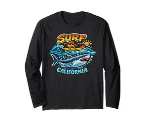 Surf California Surfer et Grand Requin Blanc Manche Longue