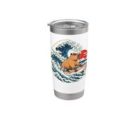 Surf Capybara Japonais Ocean Wave Retro Beach Animal Gobelet isotherme en acier inoxydable double paroi