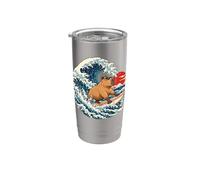 Surf Capybara Japonais Ocean Wave Retro Beach Animal Gobelet isotherme en acier inoxydable double paroi