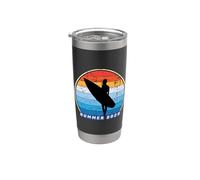 Surf hawaïen été Los Angeles Vintage Beach Tropical Gobelet isotherme en acier inoxydable double paroi