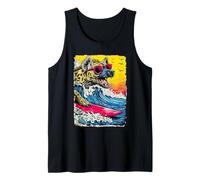 Surf Hyène équitation Ocean Wave Surfer Animal Coucher de Soleil Plage Débardeur