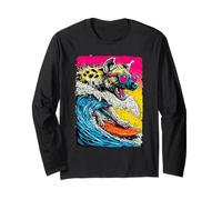 Surf Hyène équitation Ocean Wave Surfer Animal Coucher de Soleil Plage Manche Longue