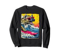 Surf Hyène équitation Ocean Wave Surfer Animal Coucher de Soleil Plage Sweatshirt