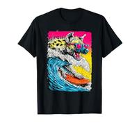 Surf Hyène équitation Ocean Wave Surfer Animal Coucher de Soleil Plage T-Shirt