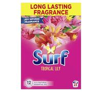 Surf Lessive en poudre de lys tropical, parfum infusé de joie avec huile essentielle naturelle qui dure jusqu'à 12 heures pour un linge parfaitement propre à chaque fois 23 lavages 1,15 kg