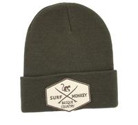 Surf Monkey Bonnet tricoté - Beanie homme/femme recyclé - Taille unique - Bonnet hiver/automne, olive, taille unique