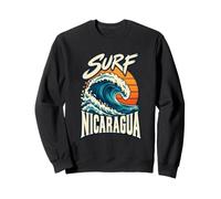 Surf Nicaragua Retro années 80 Ocean Waves Beach Travel Adventure Sweatshirt