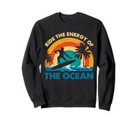 Surf Ride The Energy of The Ocean Tropical Sunset Art Sweatshirt