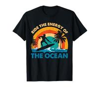 Surf Ride The Energy of The Ocean Tropical Sunset Art T-Shirt