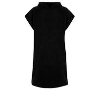 Surf Serviette Poncho pour Se Changer 100% Coton pour Adulte à Capuche en Tissu Éponge avec Poche - L/XL, Noir (avec Poche)
