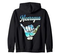 Surf Shaka Hand sur la Plage Tropicale du Nicaragua Sweat à Capuche