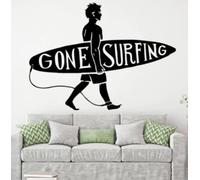 Surf Surf Stickers Muraux Surfer Vinyle Autocollant Surf Sports Stickers Planche De Surf Stickers Muraux Vagues Decoration57x42cm