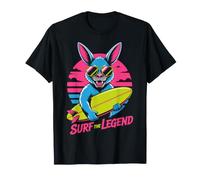 Surf The Legend Retro Bunny Design Neon Surf T-Shirt