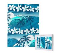 Surf Tropical Bleu avec Palmiers,Puzzle Familial en Bois de 500 pièces pour Adultes et Adolescents