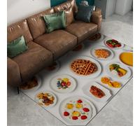 Surface Alimentaire réaliste, Tapis Lavable, antidérapant à Poil Bas, œufs au Plat, Bols de Poulet rôti, Tapis pour Cuisine, Salle à Manger, Appartement 60x90cm