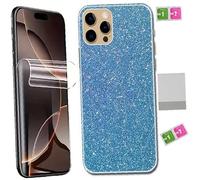 Surface arrière brillante Bleu effet bijou avec protection écran hydrogel transparent couverture intégrale Compatible avec Samsung A16 4G