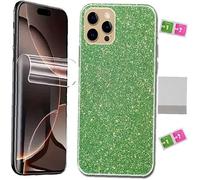 Surface arrière brillante Vert effet bijou avec protection écran hydrogel transparent couverture intégrale Compatible avec Samsung S26 Ultra
