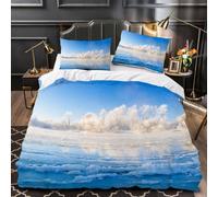 Surface d'un Lac Housse de Couette 140x200 Parure de Lit Paysage d'hiver Microfibre Impression 3D Une House de Couette et Deux Taies d'oreiller (65x65 cm) A.602