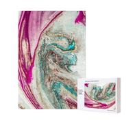 Surface en marbre Violet, Vert et doré,Puzzle Familial en Bois de 300 pièces pour Adultes et Adolescents