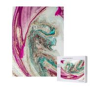 Surface en marbre Violet, Vert et doré,Puzzle Familial en Bois de 500 pièces pour Adultes et Adolescents