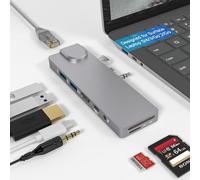 Surface Laptop 5 Docking Station, Avec Adaptateur Hdmi 4K + 1000M Lan+ Charge Usb C 60W Pd + 2 Usb 3.0 + Lecteur De Carte Sd/Tf + 3,5 Ports Audio Adaptateur Combo Pour Surface Laptop 5/4/3/Go 2/Go