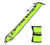 Surface Marker Buoy, 6FT High Visibility Inflatable Scuba Diving SMB Signal Tube with Reflective Strip Freediving Safety Sausage Float Accessory for Diver Underwater Sports, 15*180 (Jaune fluorescent)